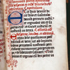 Opening of text, large initial with penwork, smaller initial, rubrics, placemarkers, hand 1
