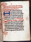 Opening of text, large initial with penwork, smaller initial, rubrics, placemarkers, hand 1