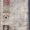 Woodcuts of John the Baptist; a soul rescued from Purgatory by angels, much to the chagrin of 2 black devils; the Virgin and All Saints (same block as for the Pentecost on pp. 10 and 22, here with the dove covered to make the image reusable)