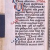 Page of text with puzzle initial, small initials, rubric