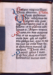 Page of text with puzzle initial, small initials, rubric