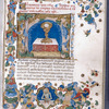 Opening of text, with miniature of consecrated host in a chalice, and with elaborate border design