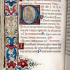 Initial with image of bleeding Christ, border design, rubrics, small initials