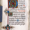 Larger initial, plus 2-line and 1-line initials, border design, rubrics