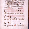 Page of text with music, small initials, rubrics