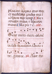 Page of text with music, small initials, rubrics