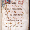 Historiated initial of the Assumption; musical notation