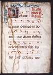 Historiated initial of the Assumption; musical notation