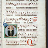 Page of music.  Large initial with figures of monk and nun