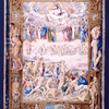 Full-page miniature of the Last Judgment, in elaborate full border including human figures