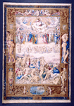 Full-page miniature of the Last Judgment, in elaborate full border including human figures