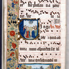 Ascension of Christ; in the lower margin, the Child by the seashore who would scoop the sea into a hole; in adoration are St. Augustine presenting donors, and St. Barbara presenting others
