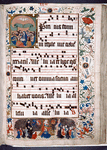 Pentecost; in lower margin, Anne, the Virgin and Child, adored by St. William of Maleval presenting a group of men, and by St. Gudula, presenting a group of women (family of Willem Engbrechtszoon; "Elcx hem" is a motto of the wife's family, Wis)