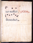 Page with modern note. Marginal note: psalmus