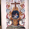 Full page decoration with cross, painting of Pieta, etc