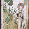 Full-page miniature of God creating flowers and plants