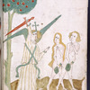 Full-page miniature of the expulsion from Paradise.