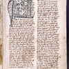Opening of text with large engraved initial of the Annunciation. Red slashes as placemarkers, [f. 9r]