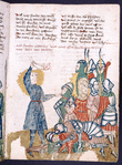 Text with rubric and placemarkers; miniature including Samson
