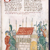 Text with large red initial, placemarkers and rubric; miniature