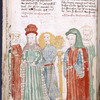 Text with placemarkers and rubric; miniature of Samson's marriage