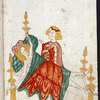 Rubric; miniature of Delilah binding Samson to a bed