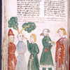 Text with placemarkers and rubric; miniature showing Samson's eye being put out and Delilah being paid, [f. 29v]