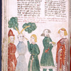 Text with placemarkers and rubric; miniature showing Samson's eye being put out and Delilah being paid