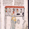 Text with placemarkers and rubric; miniature of Samson holding up columns