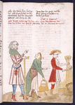 Text with rubric.  Miniature of agricultural laborers