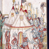 Rubric and miniature showing army and massacre outside tents