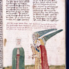 Text with placemarkers and rubric; miniature showing woman and angel