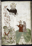 Full-page miniature showing God raining arrows of fire