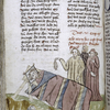 Text with placemarkers and rubric; miniature showing dead man