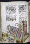 Text with placemarkers and rubric; miniature showing dead man