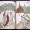 Miniature across two pages, showing worship at an altar
