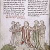 Text with placemarkers and rubric; half-page miniature