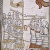 Rubric and full-page miniature showing battle