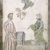 Rubric and full-page miniature of Abraham and Ishmael