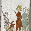 Full-page miniature of David presenting Goliath's head to Saul