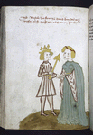 Rubric and full-page miniature of David and Bathsheba