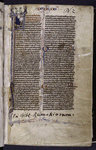 Opening of text, initial with Jerome writing, smaller initials with penwork, rubric, chapter number and book name. Note of provenance in lower margin