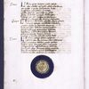 Text with red and blue initials, rubrics, one chart showing map of the world