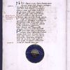 Text with red and blue initials, rubrics, one chart