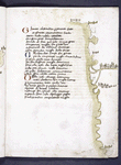 Text with red and blue initials, map with small drawings of unlabelled cities