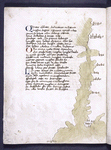 Page of text with map and catchword
