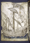 Full page drawing of tall ship
