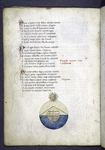 Text with red and blue initials, rubrics, one chart