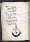 Text with red and blue initials, rubrics, one chart