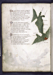 Text with red and blue initials. Map